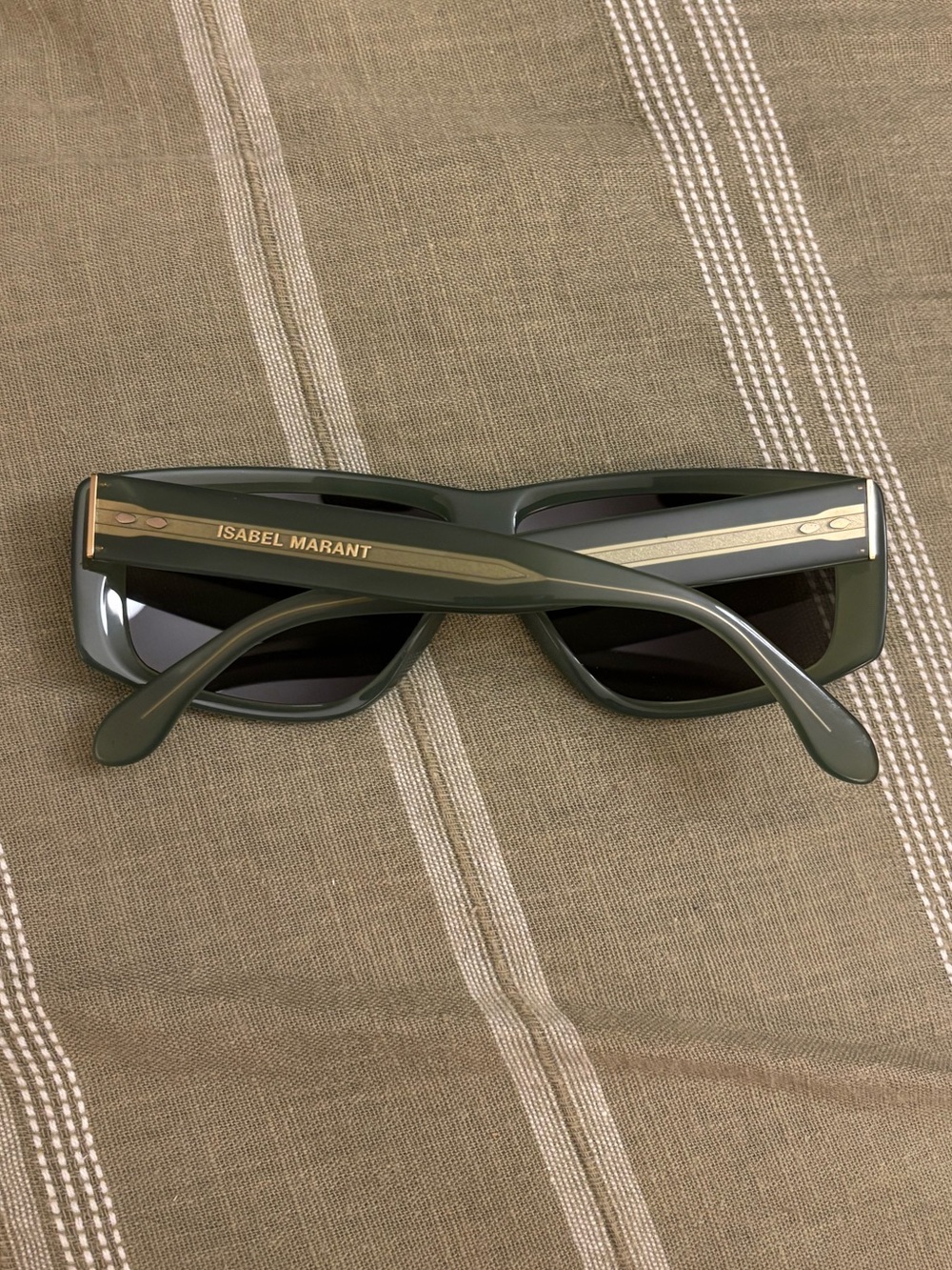 Isabel Marant Olive Green Rectangular Sunglasses with Dark Lenses - Picture 3 of 5